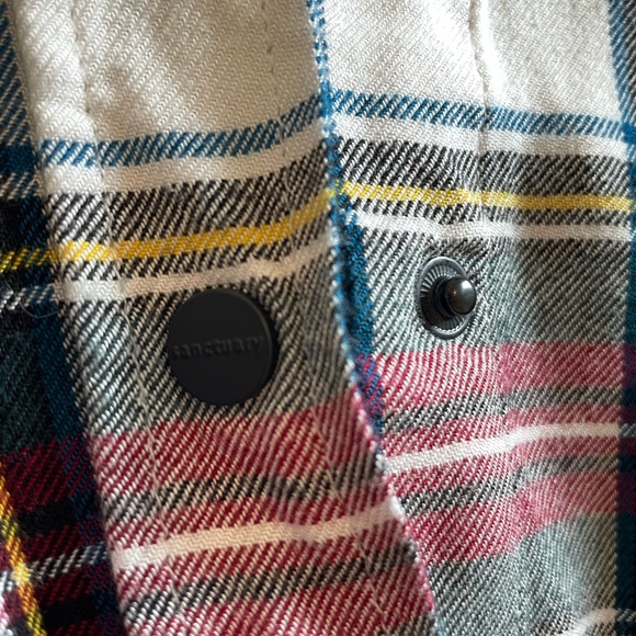 Sanctuary Comfy Plaid Button down Shirt - Red, Green, Cream - Picture 4 of 11